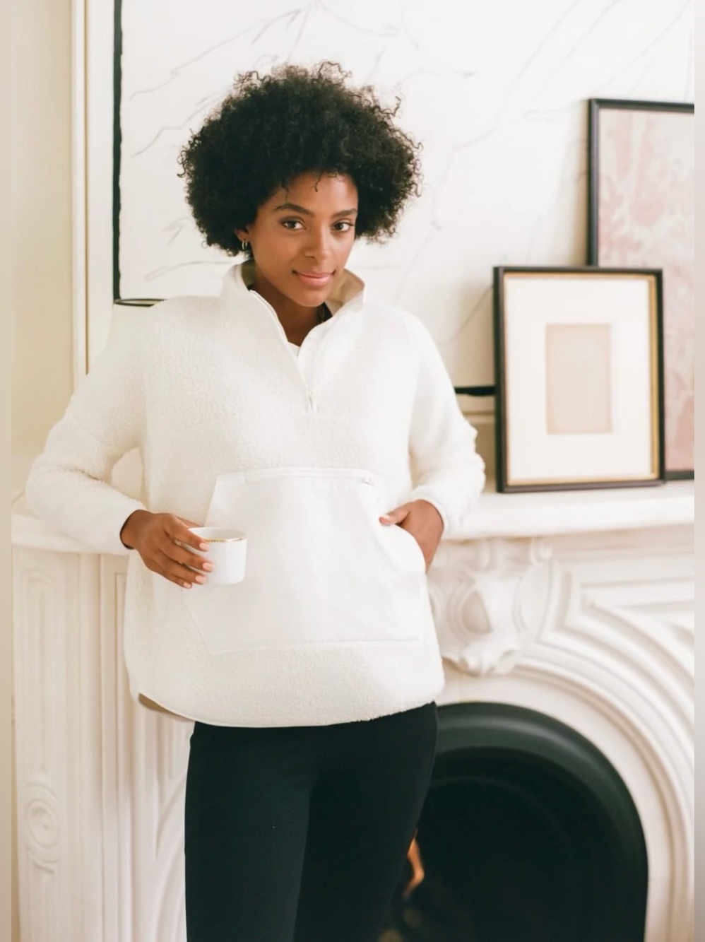 Tuckernuck Sport Ivory Fleece Cady Quarter Zip Pullover | Pockets | XS/S